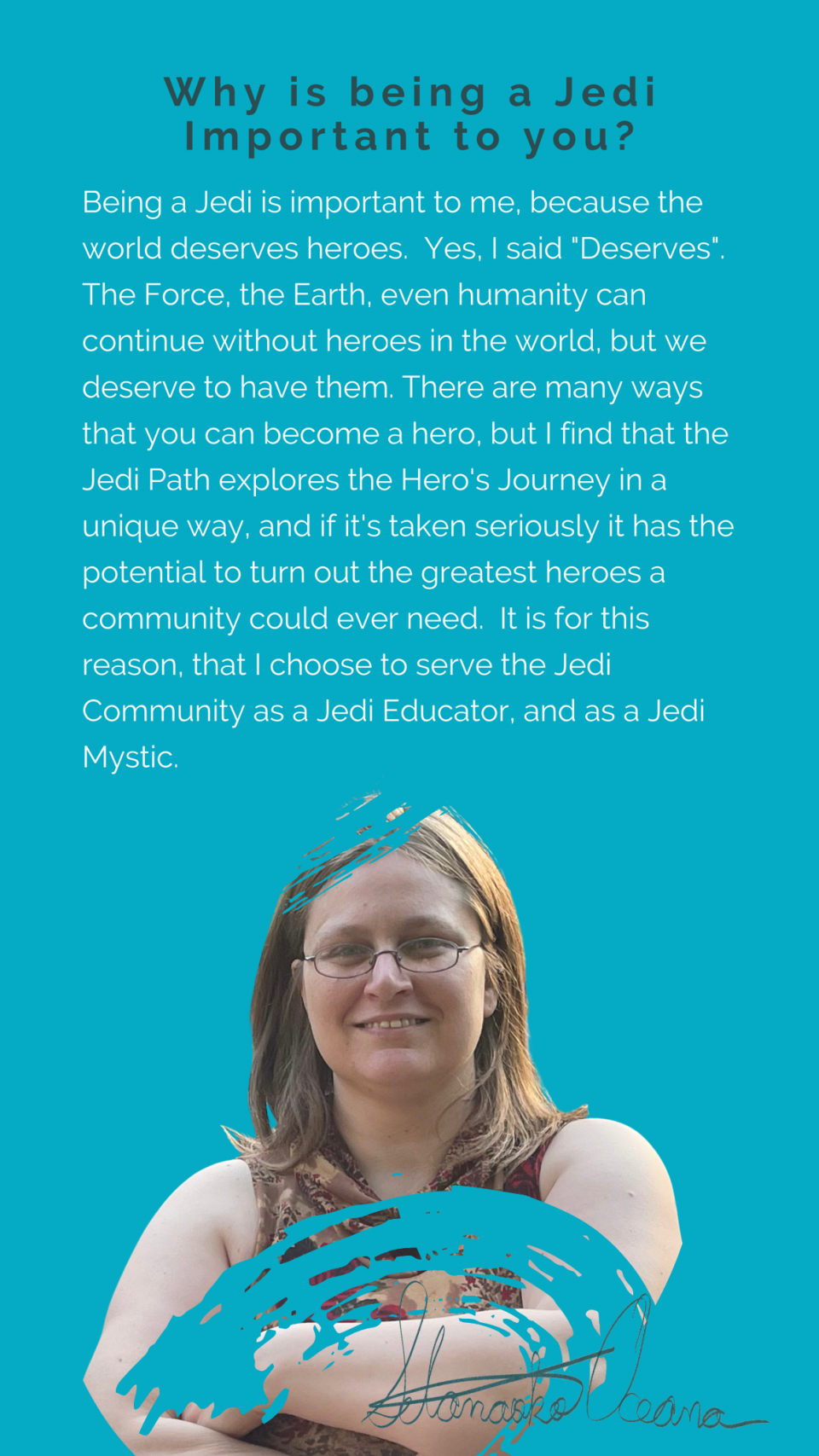 I'd love to see your answers to the question "Why is being a Jedi important to you?" :)